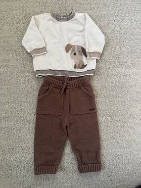 Mayoral Brown Knit Jogger Pant and Dog Sweater